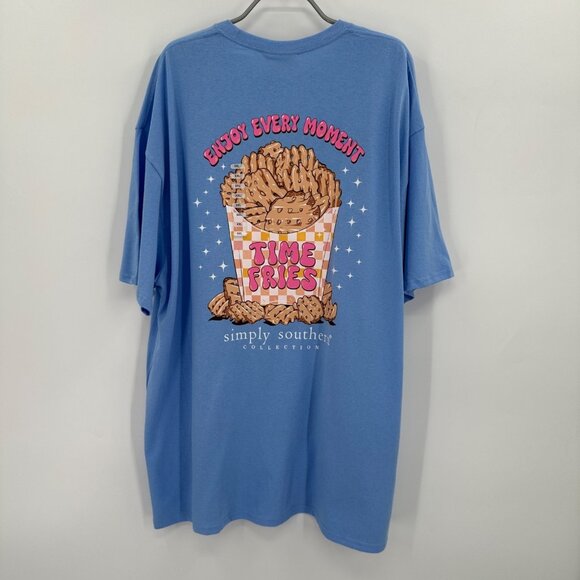 Simply Southern Short Sleeve T-Shirt sz 2XL Vista Blue French Fries Tee NWT - Picture 1 of 5
